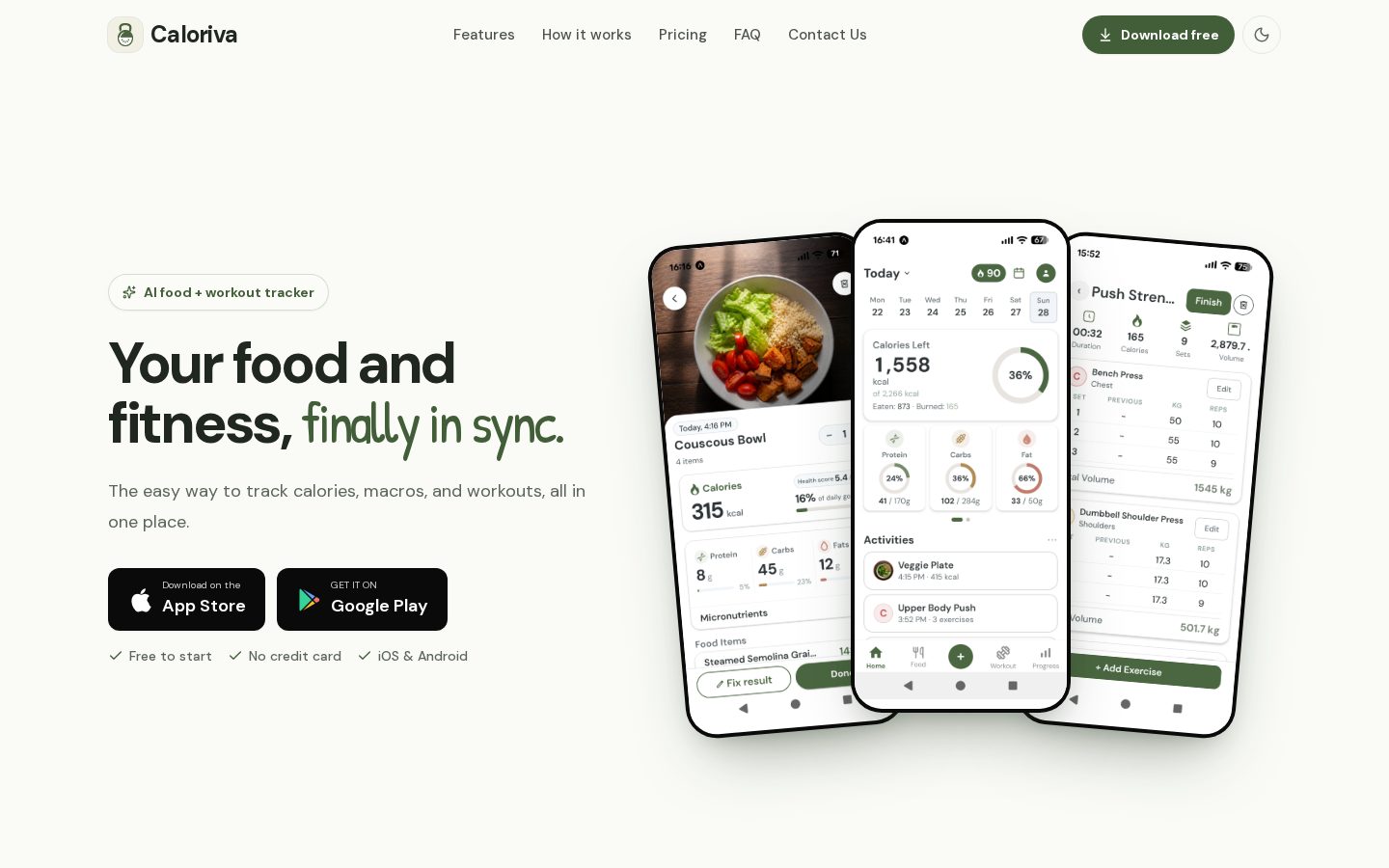 Caloriva Homepage