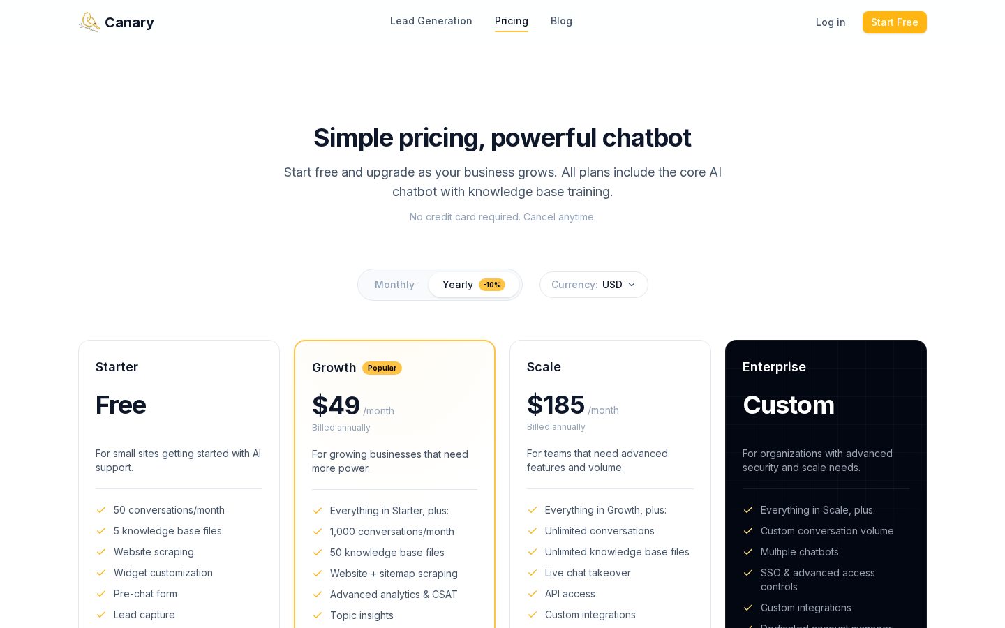 Canary Pricing