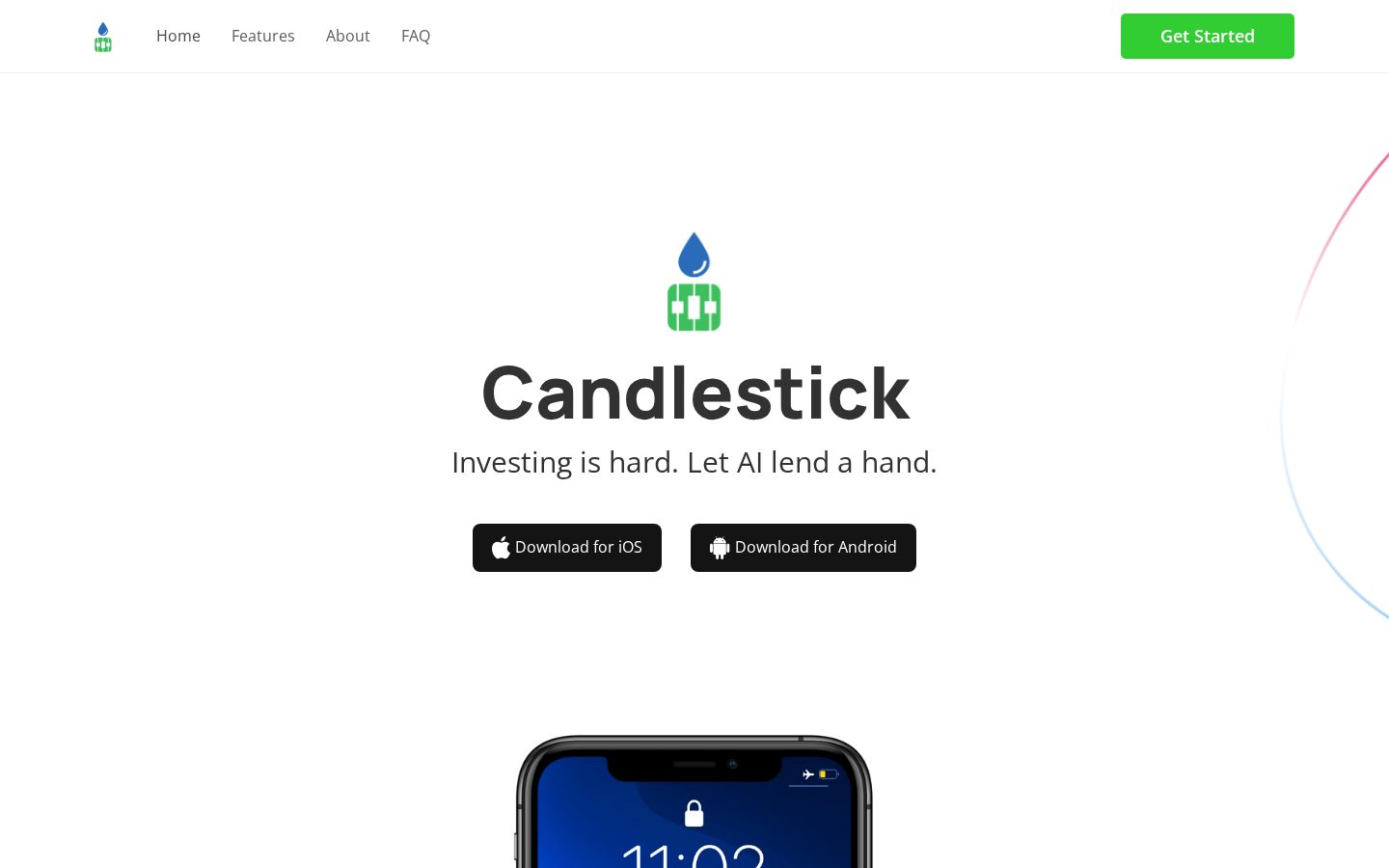 Candlestick AI Homepage