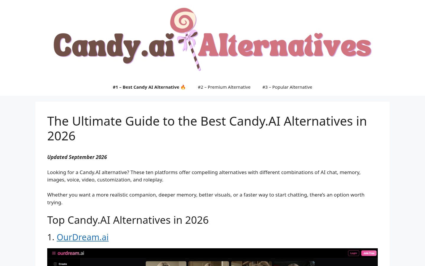 CandyAIAlternatives Homepage