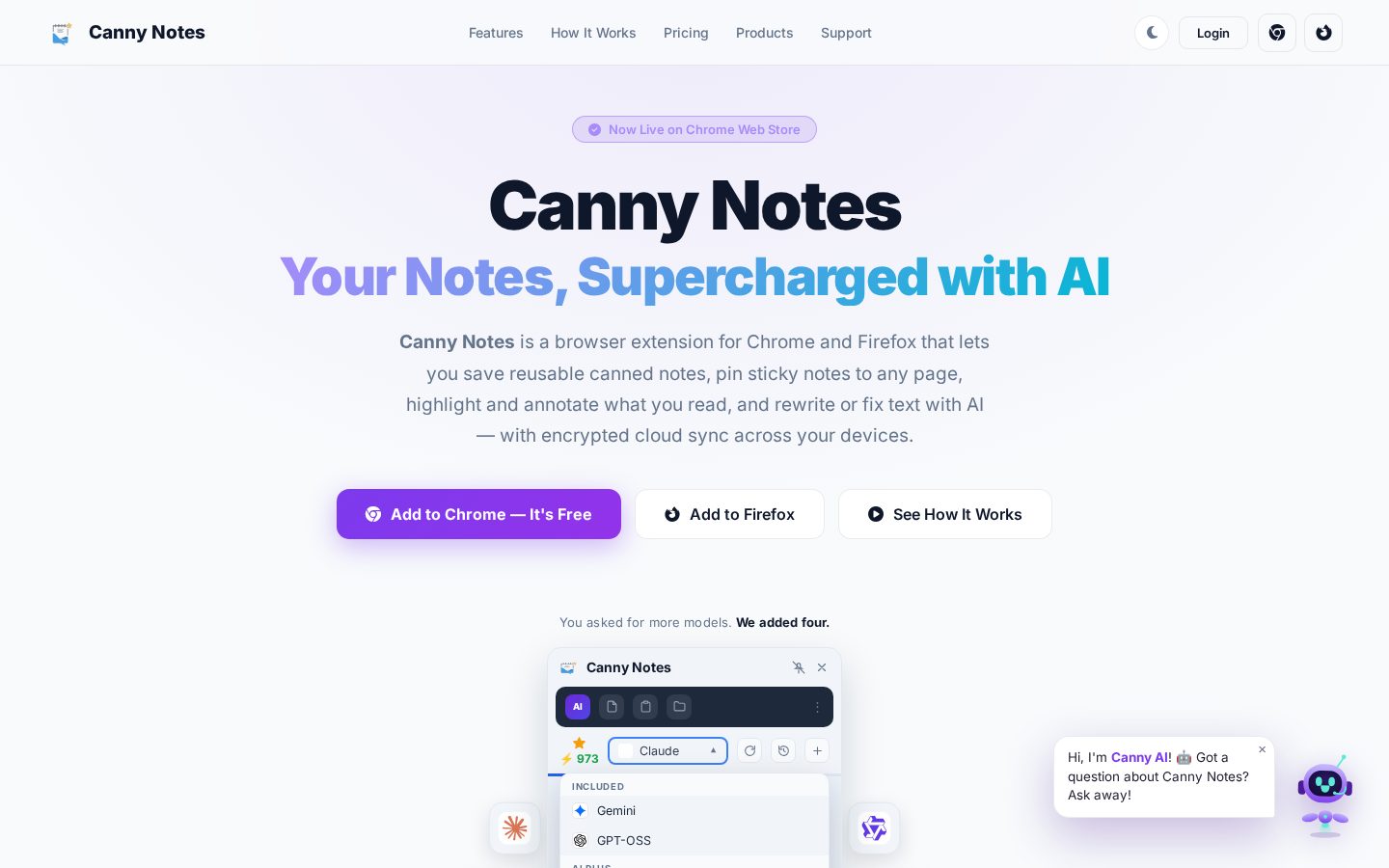 Canny Notes Homepage