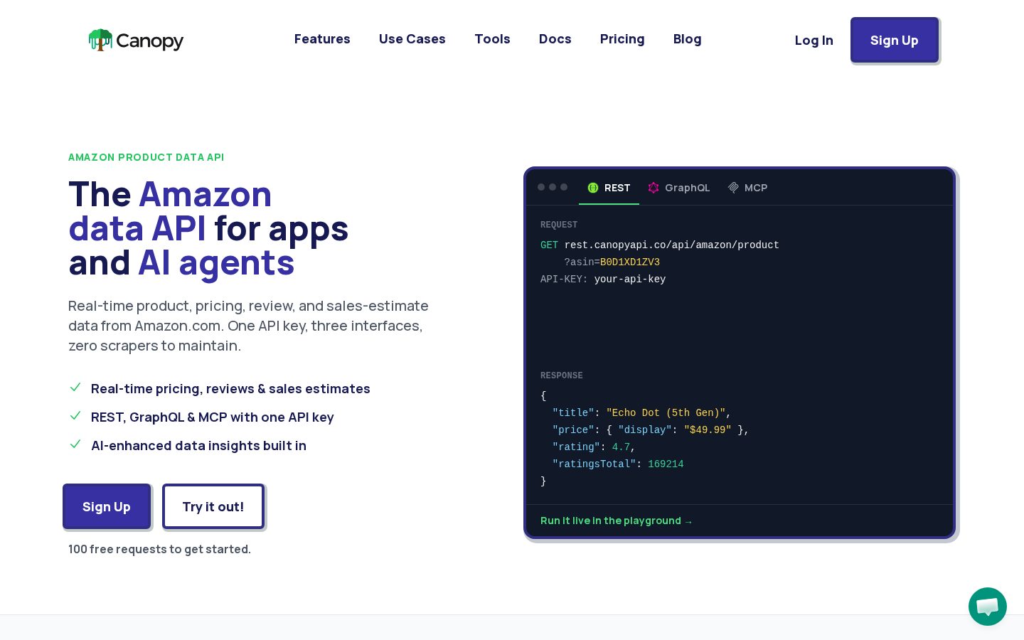 Canopy API Homepage