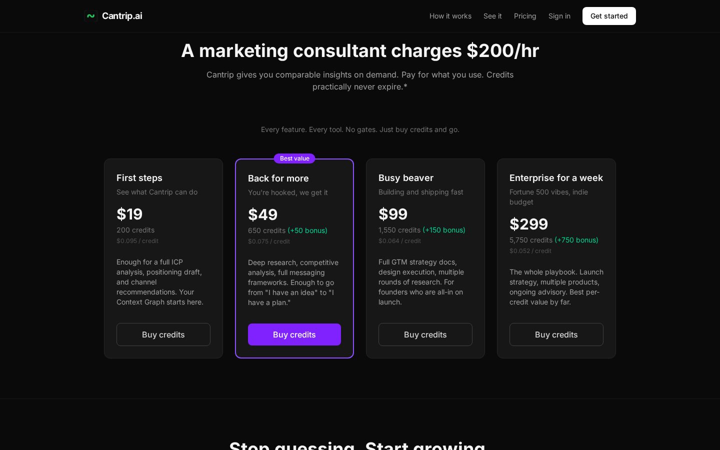 Cantrip Pricing