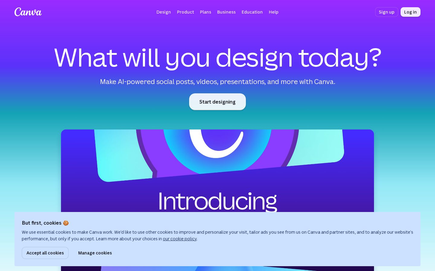 Canva AI 2.0 Homepage