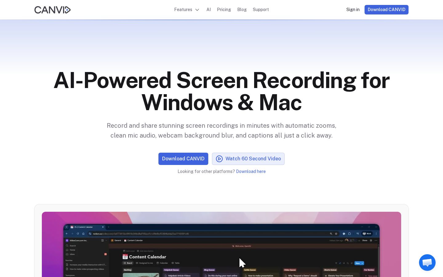 Canvid Homepage