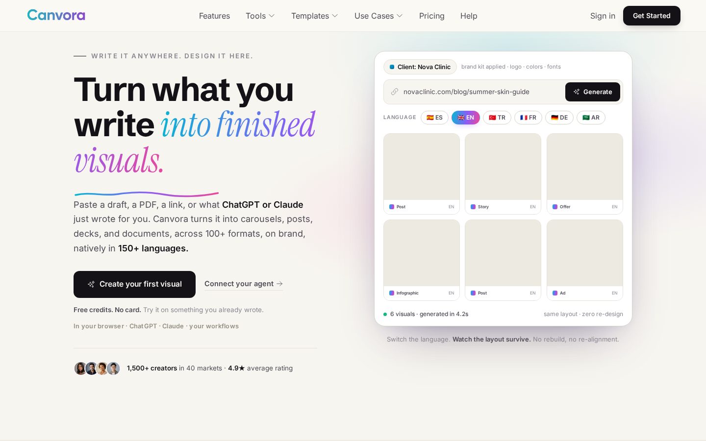 Canvora Homepage