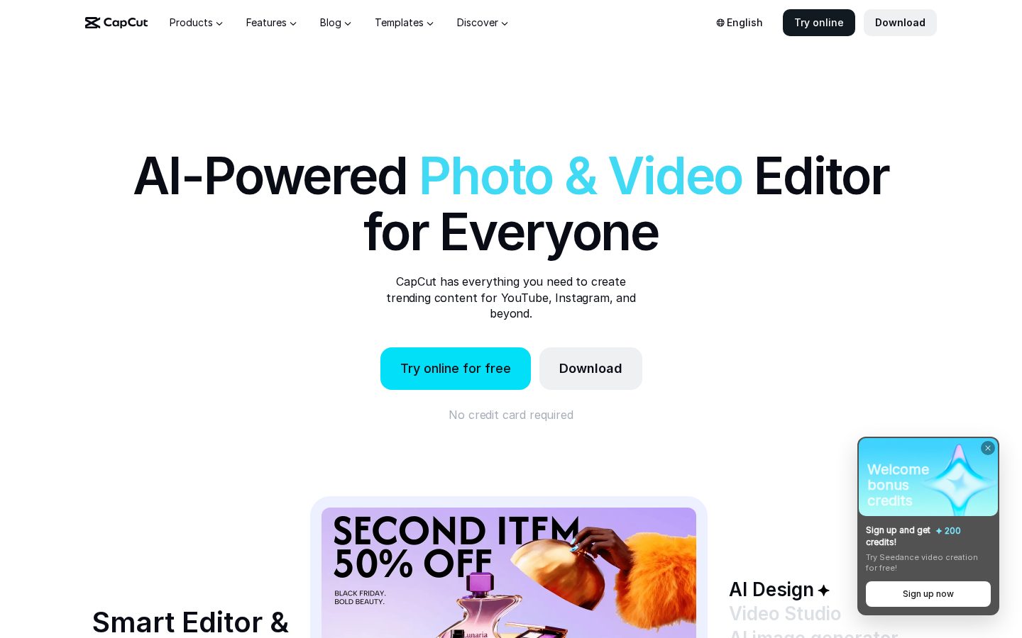 CapCut Homepage
