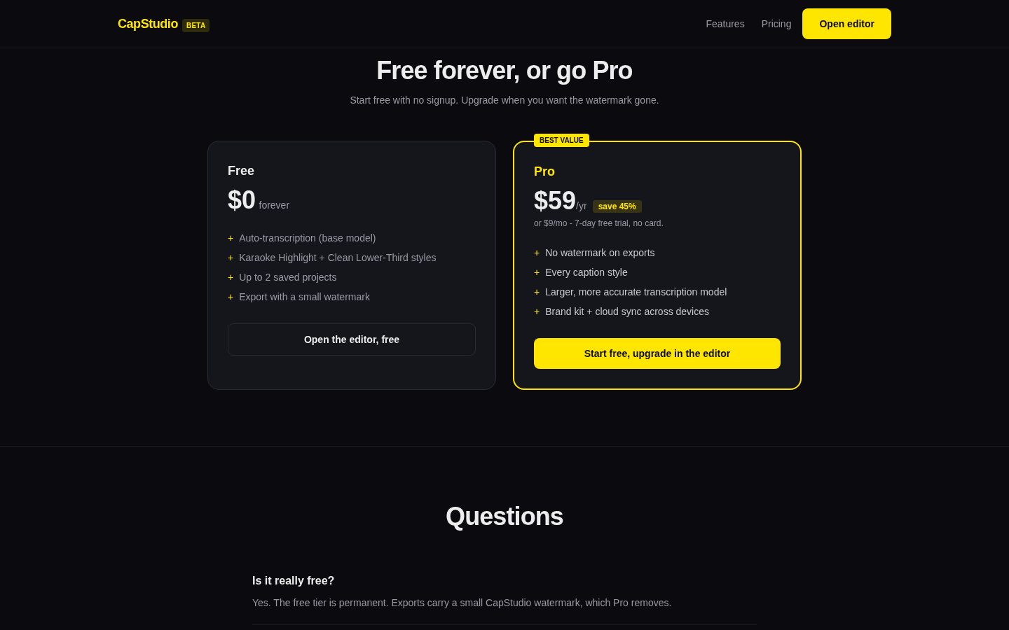 CapStudio Pricing