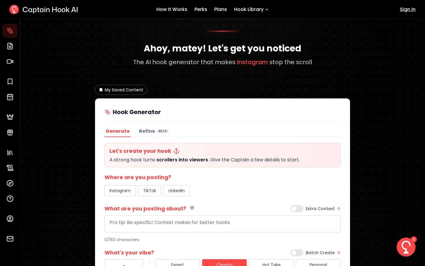 Captain Hook AI Homepage