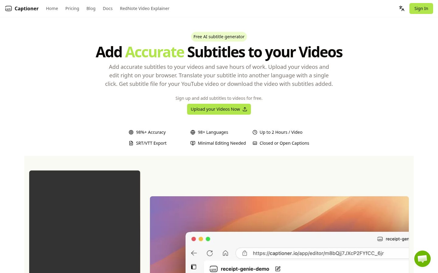 Captioner Homepage