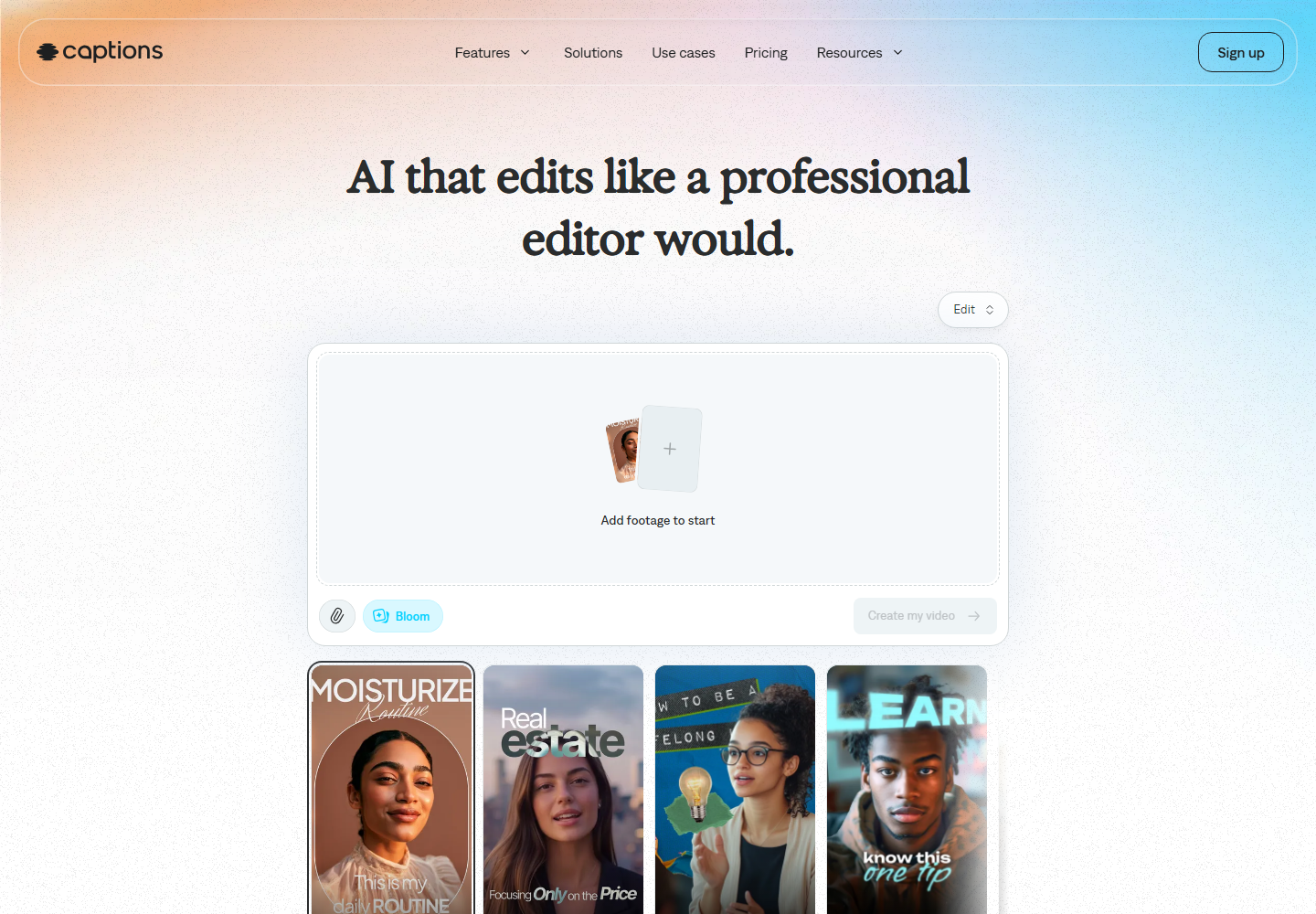 Captions homepage
