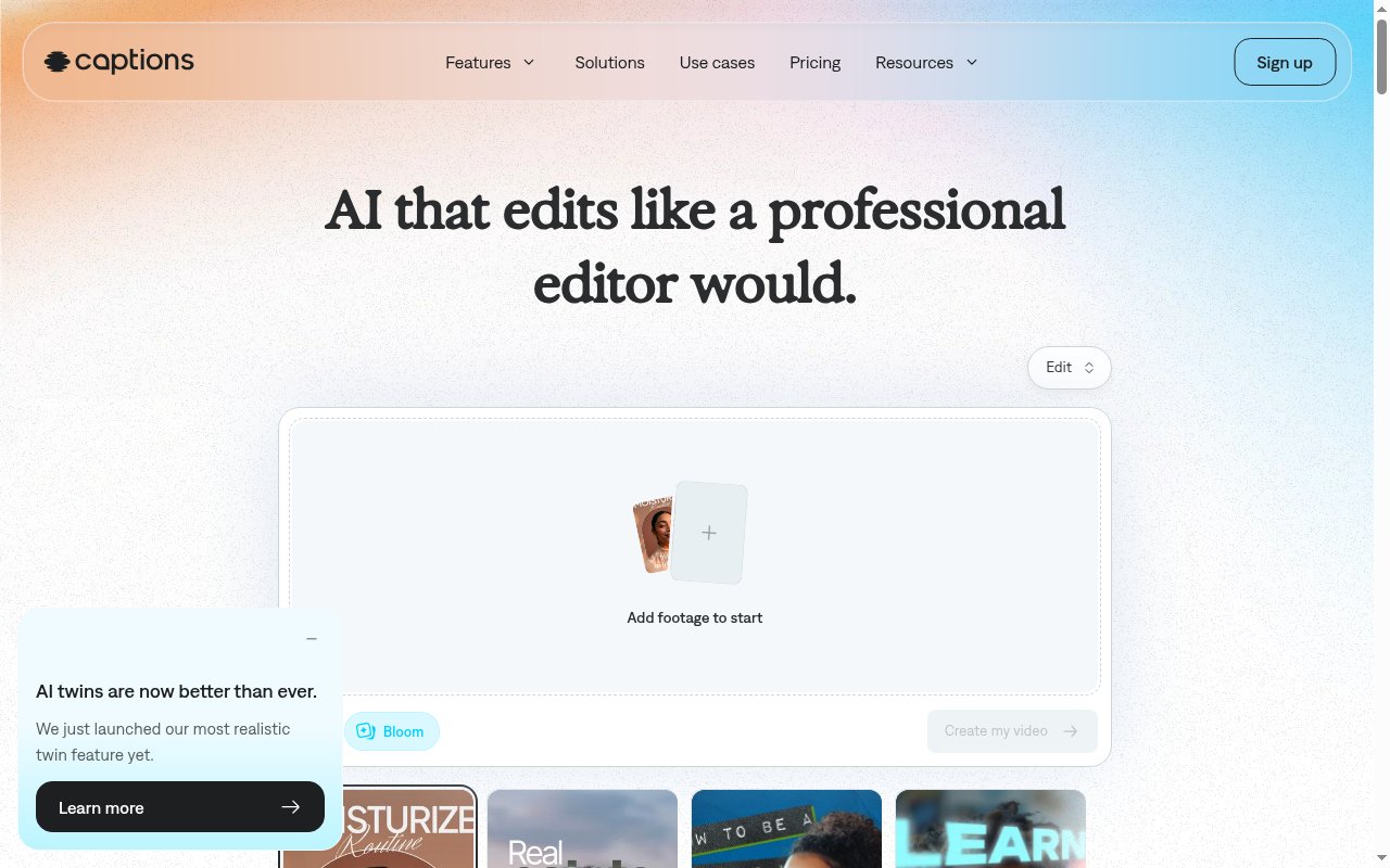 Captions homepage