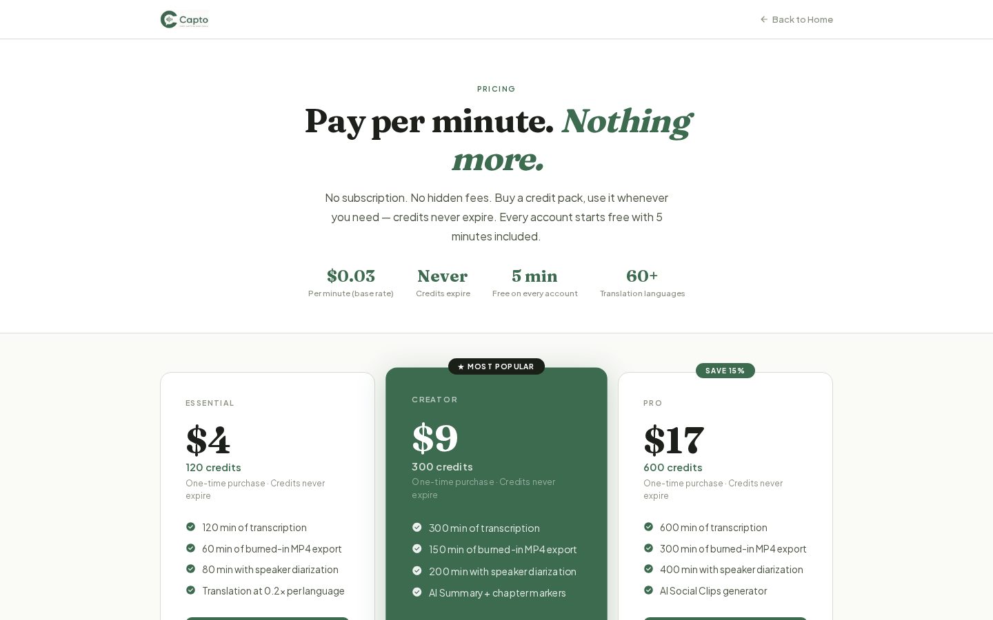 Capto Pricing