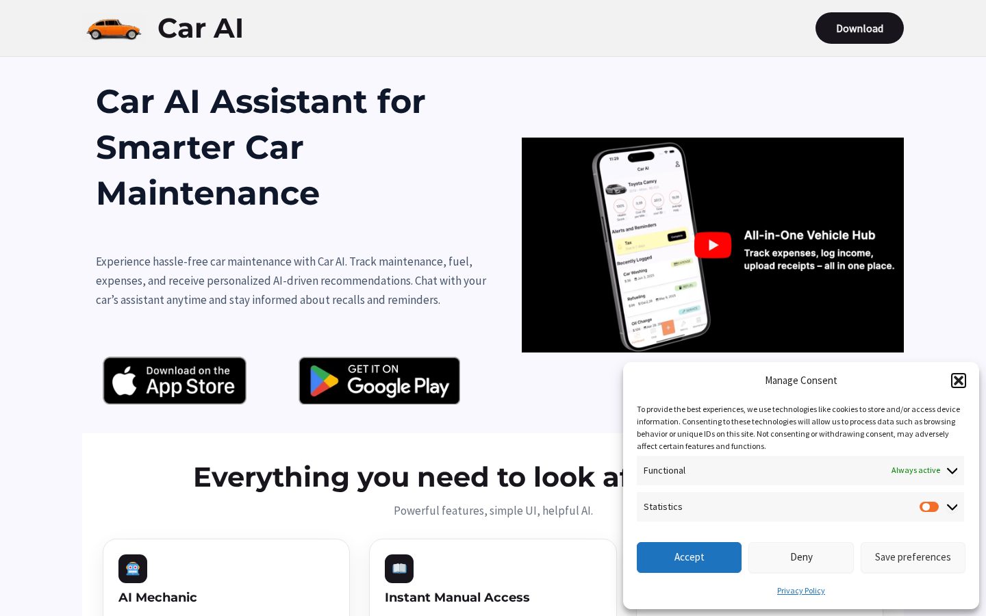 Car AI - Smart Car Maintenance Homepage
