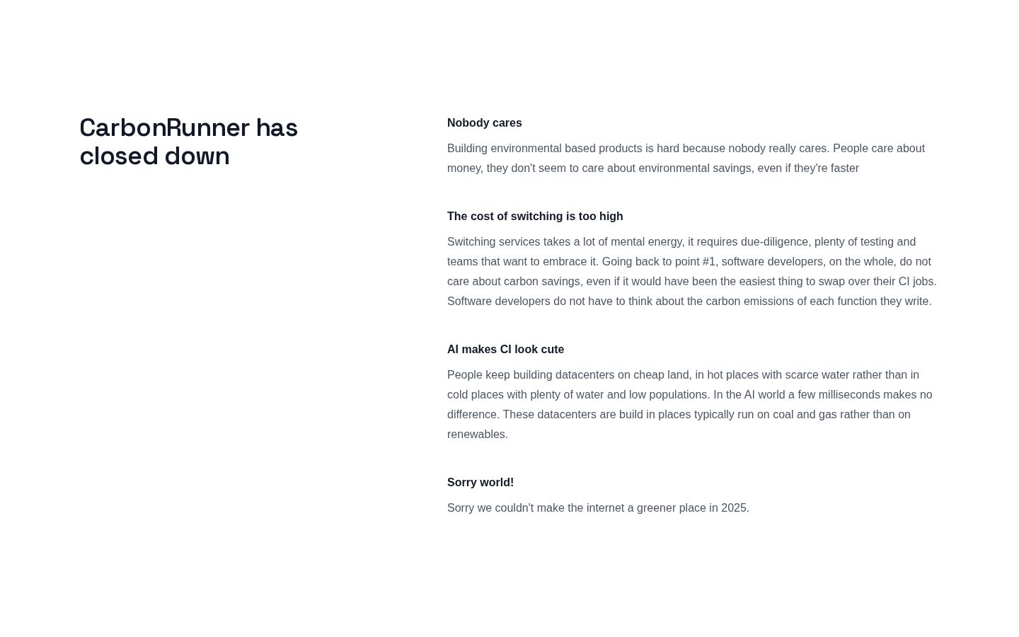 CarbonRunner Homepage