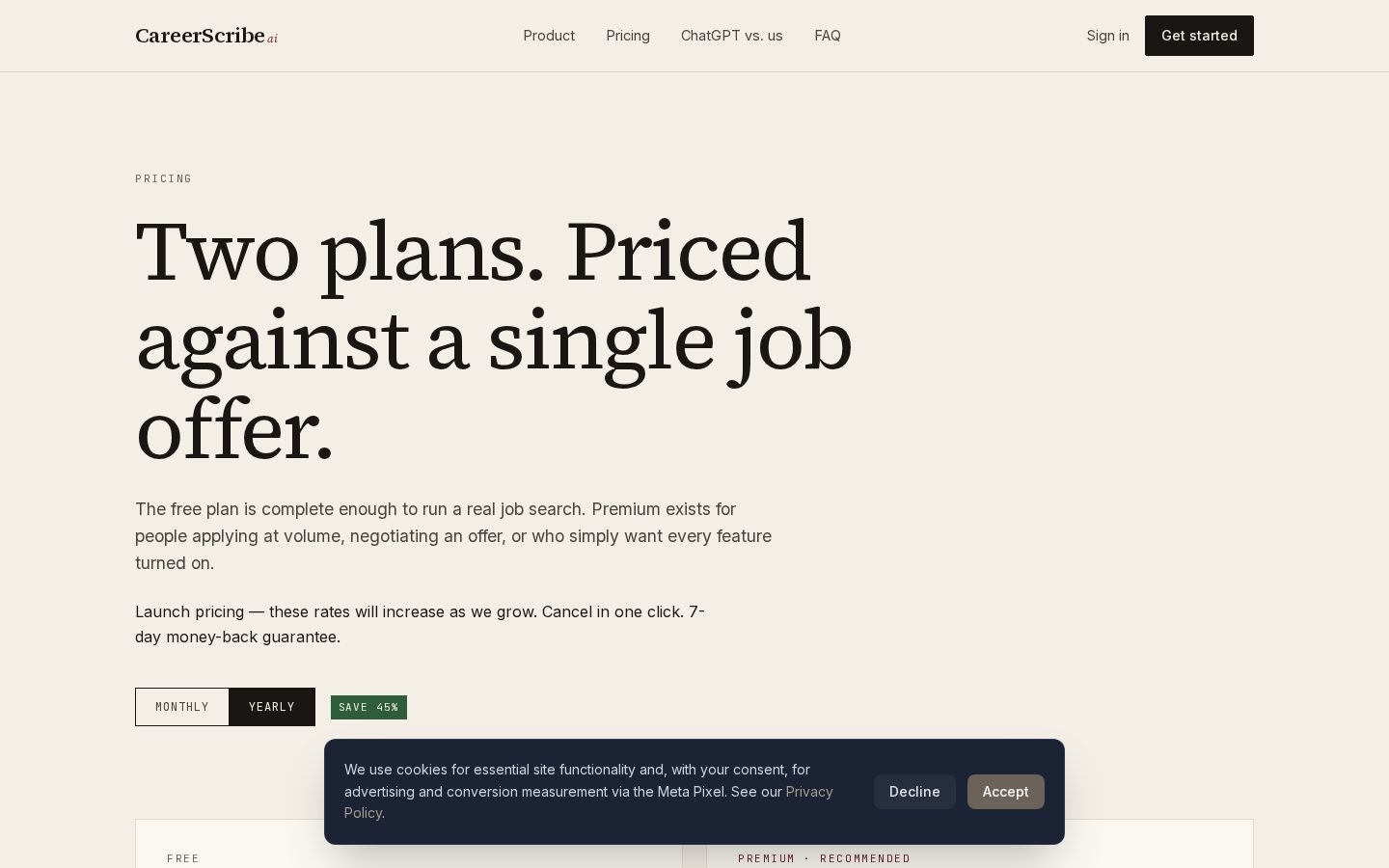 Career Scribe AI Pricing