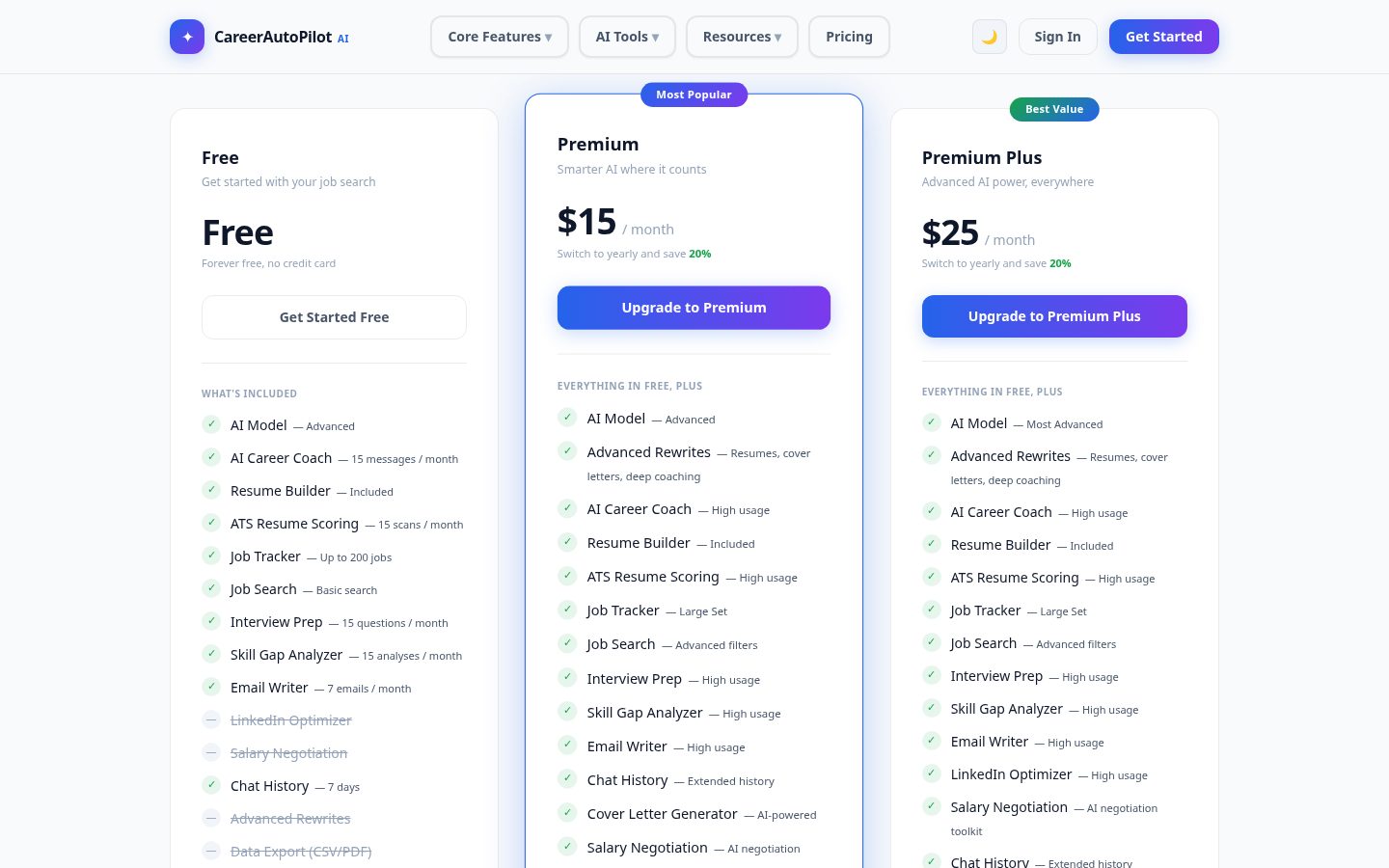 CareerAutoPilot AI Pricing