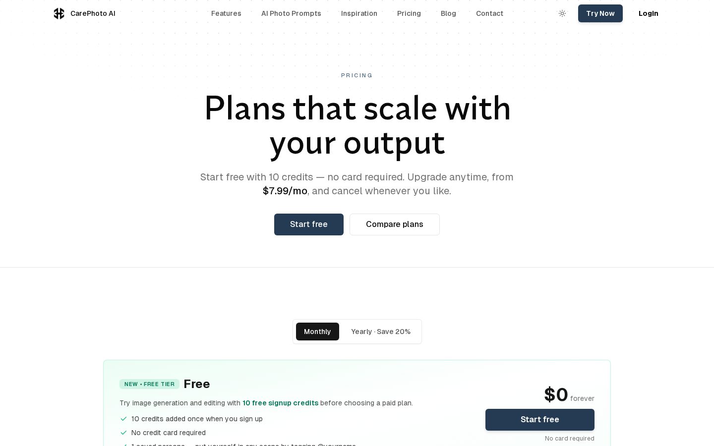 CarePhoto AI Pricing