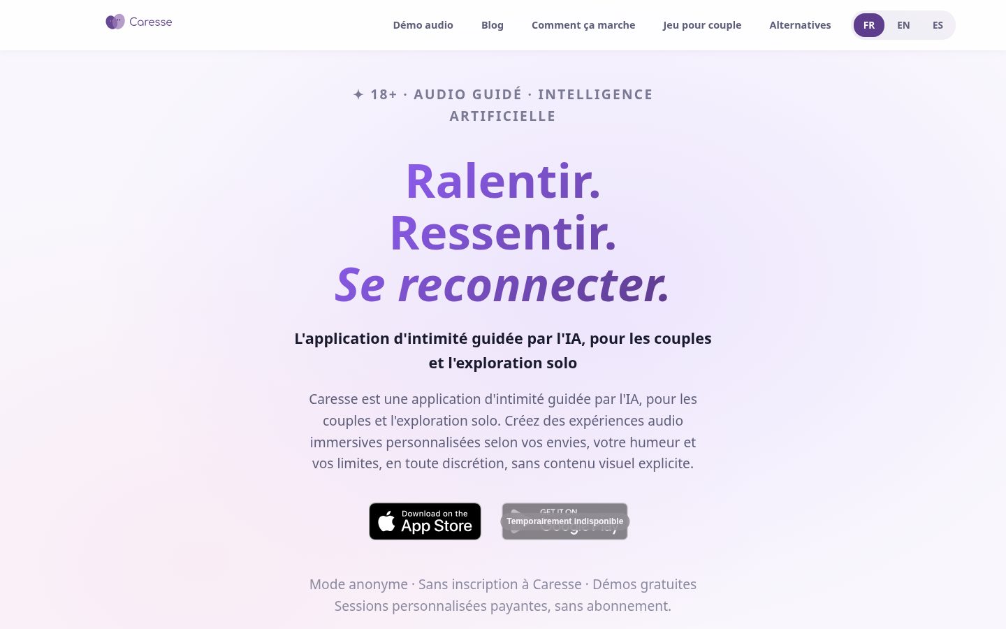 Caresse Homepage