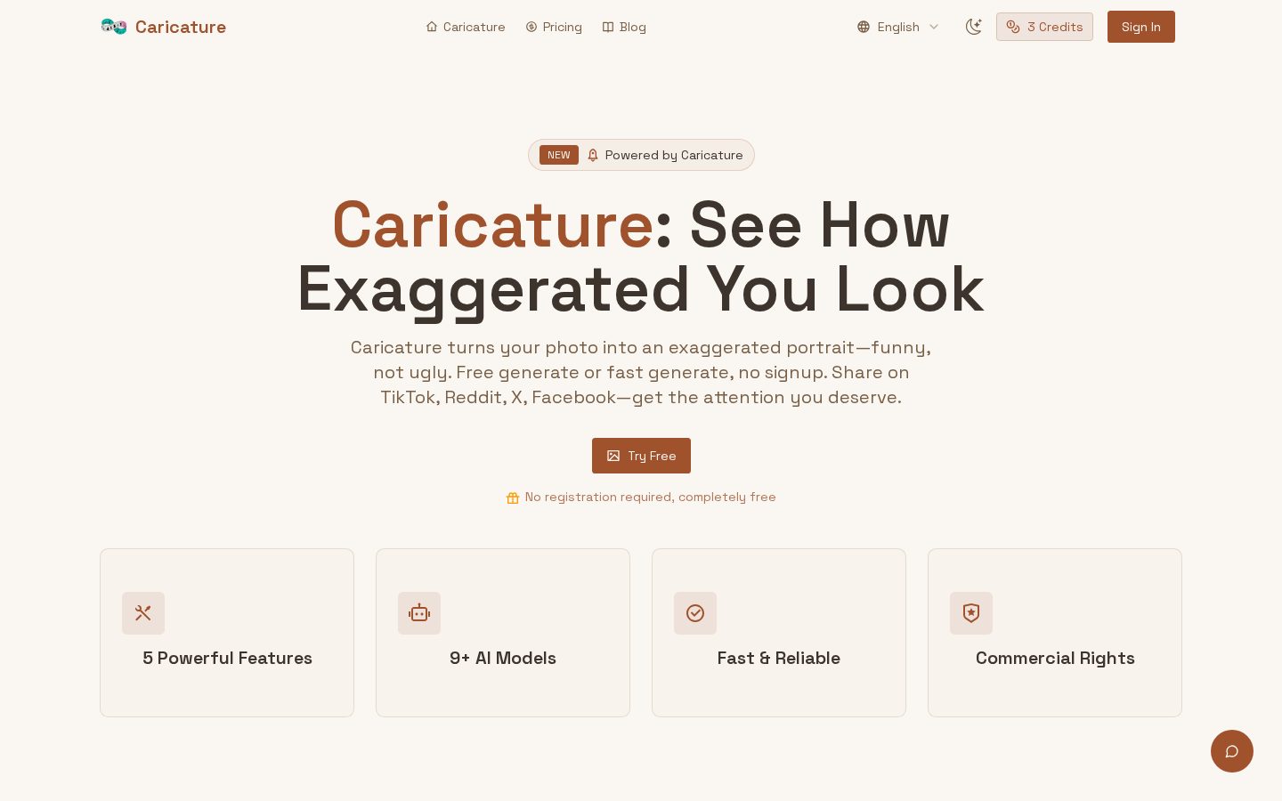 Caricature AI Studio Homepage