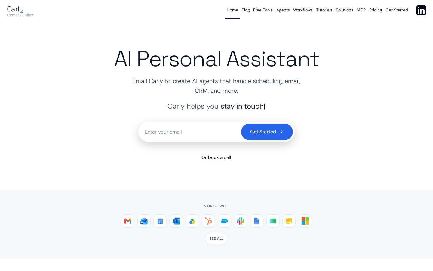 Carly AI Homepage