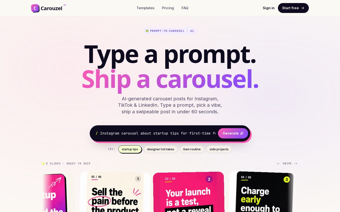 Carouzel AI Homepage