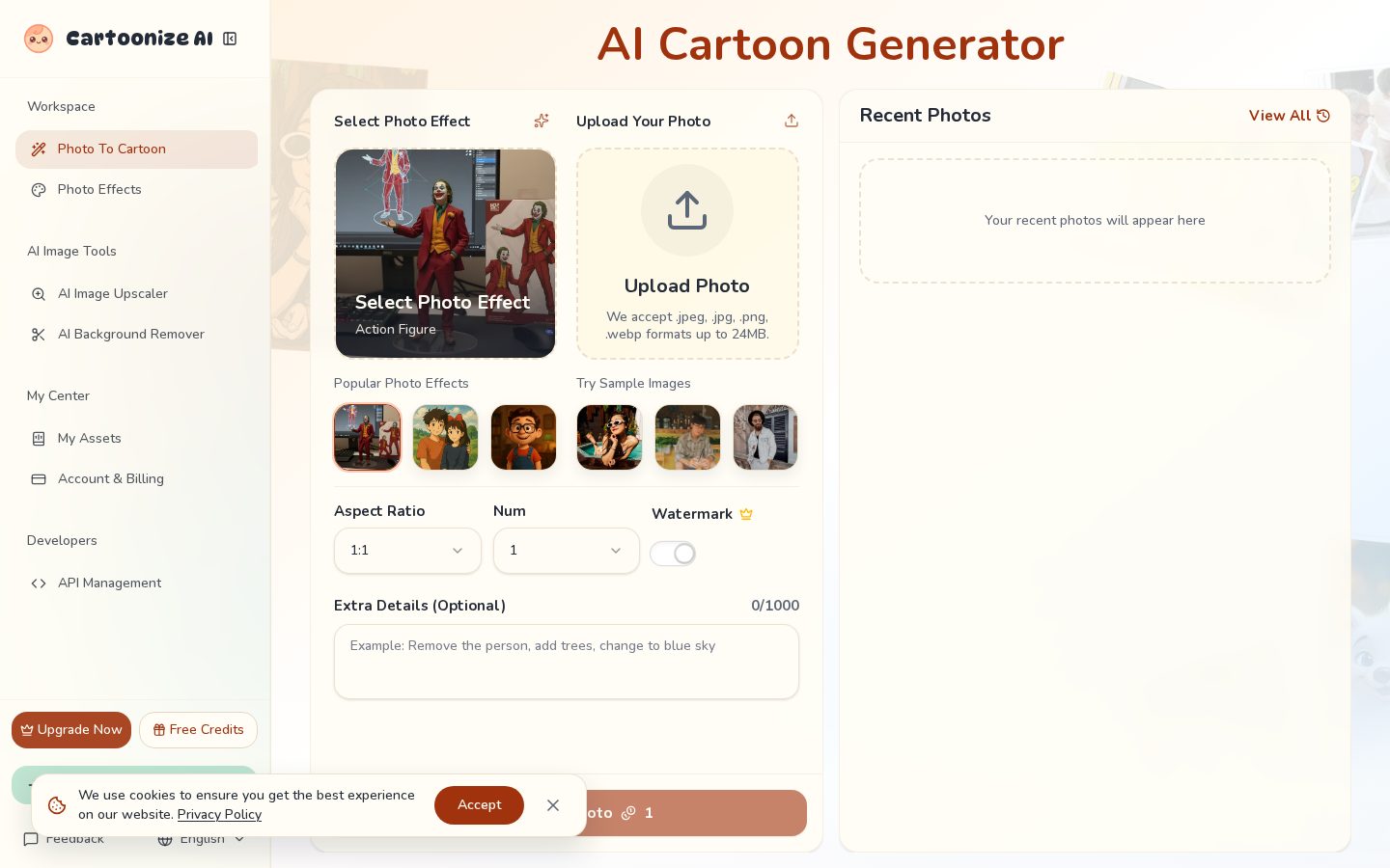 Cartoonize AI Homepage