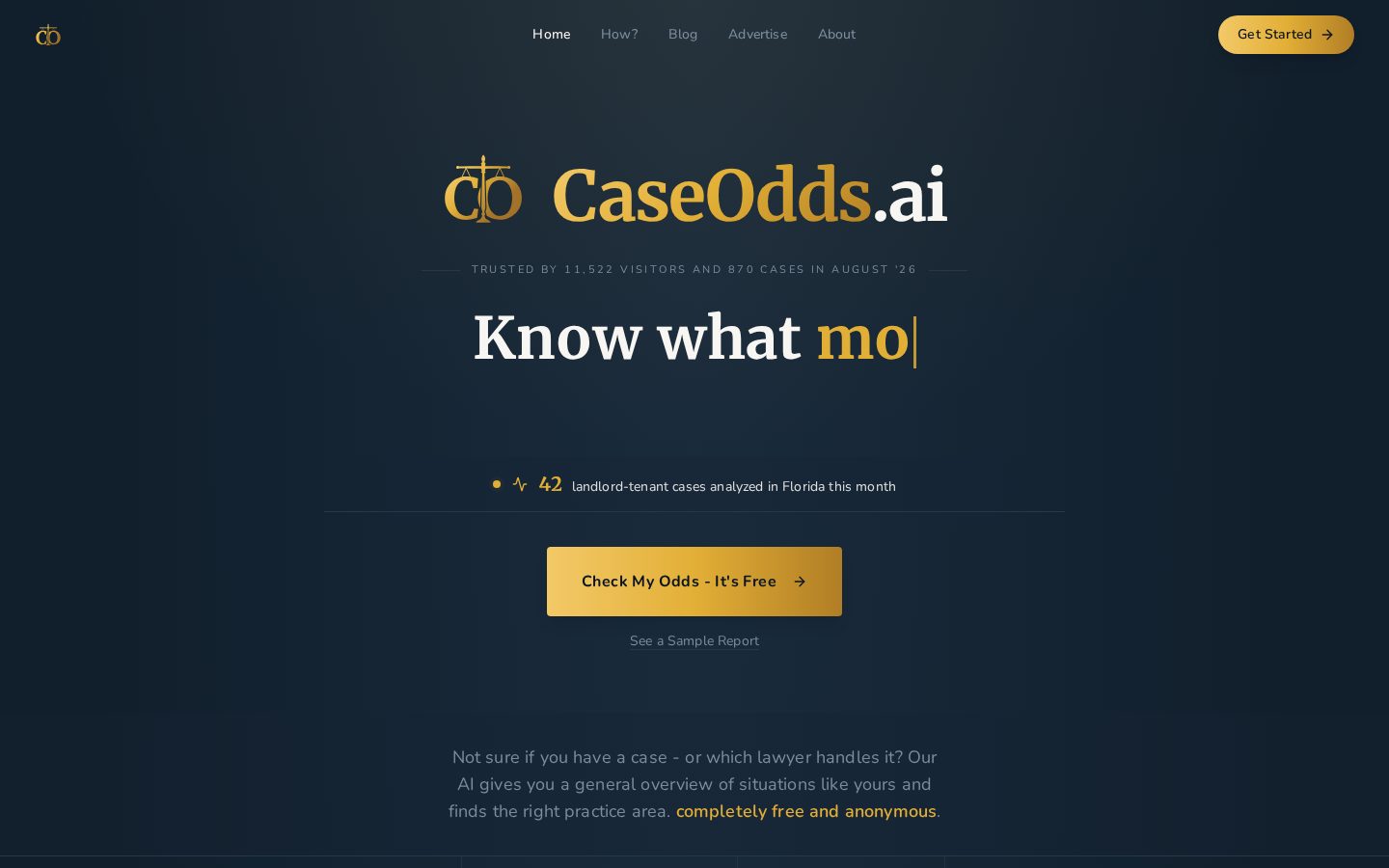 CaseOdds.ai Homepage