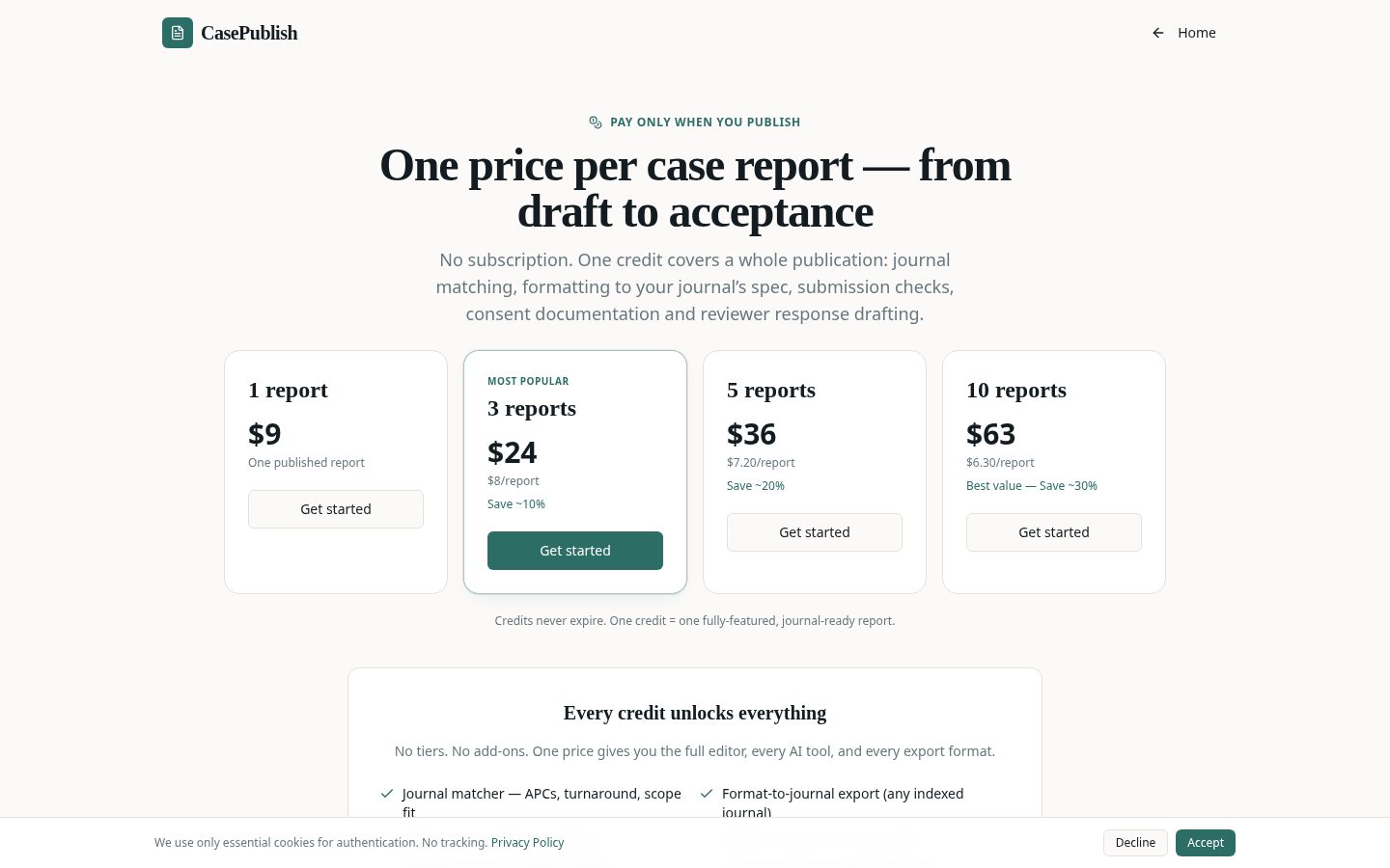 CasePublish Pricing