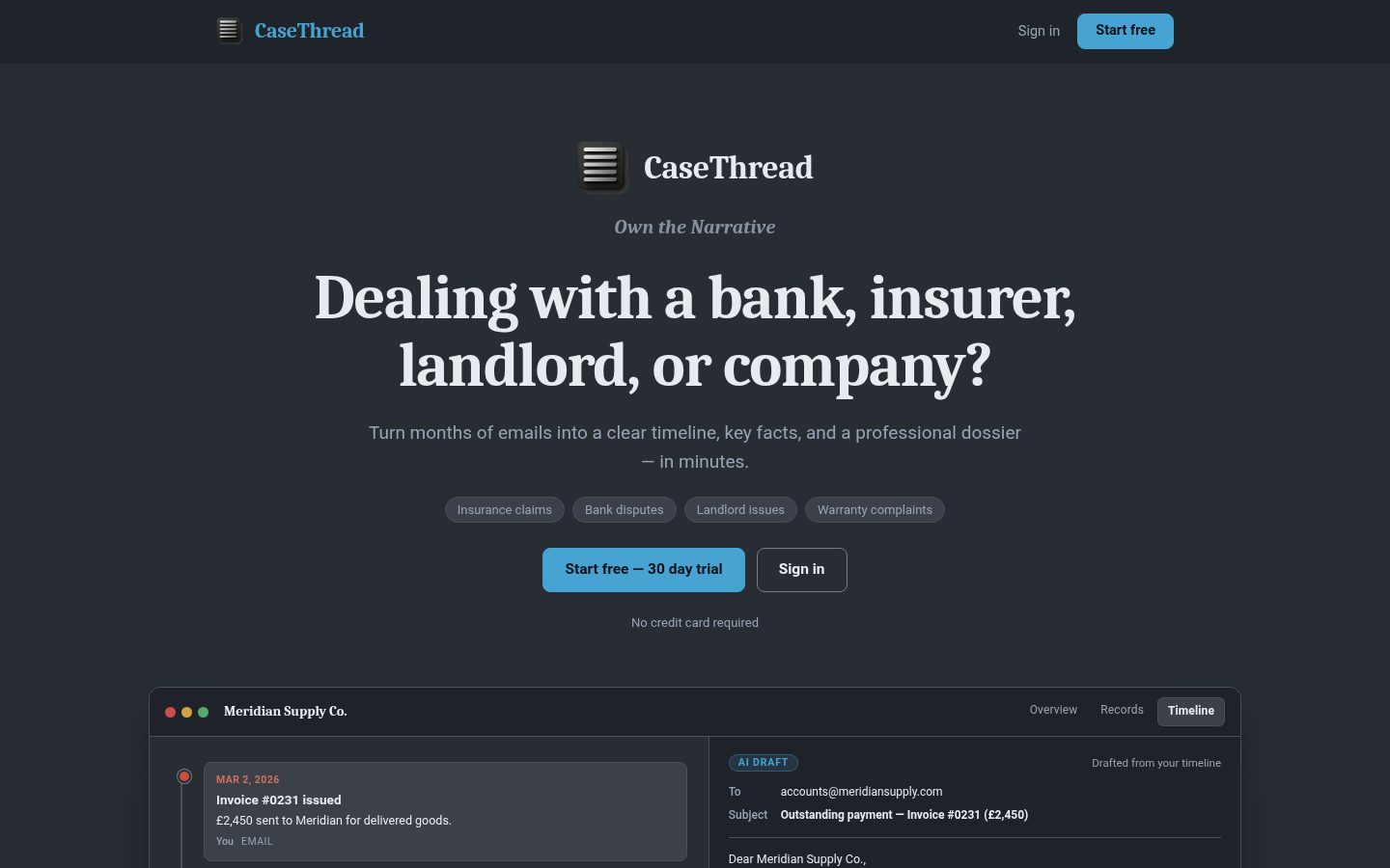 CaseThread Homepage
