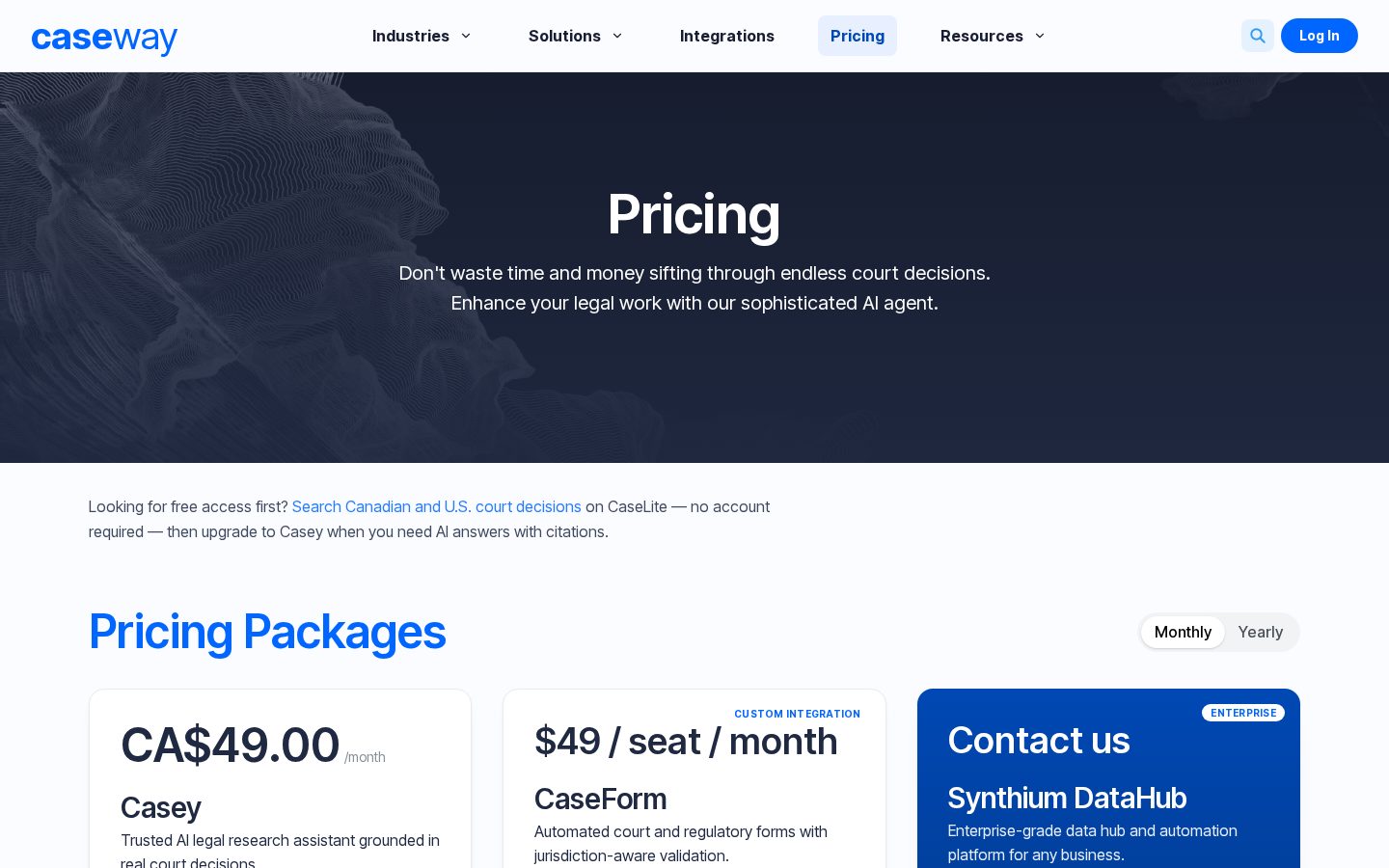 Caseway Pricing