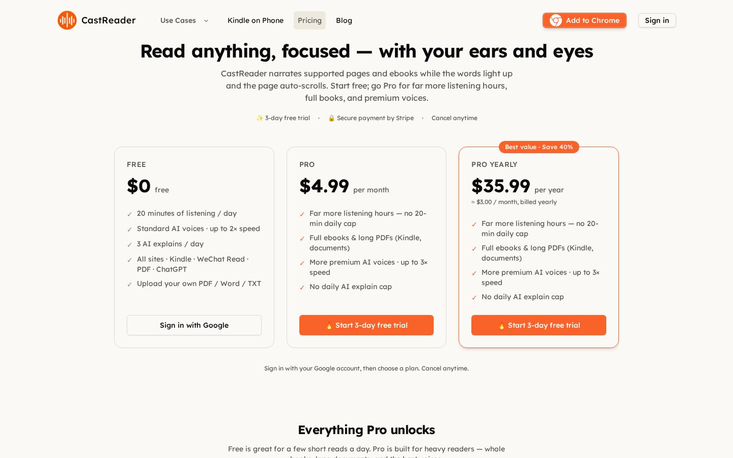 CastReader Pricing