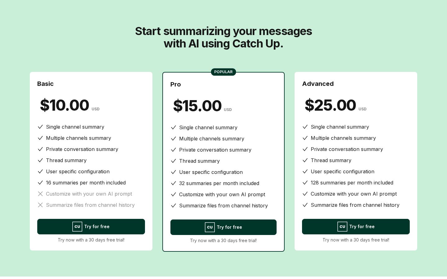 Catch Up Pricing