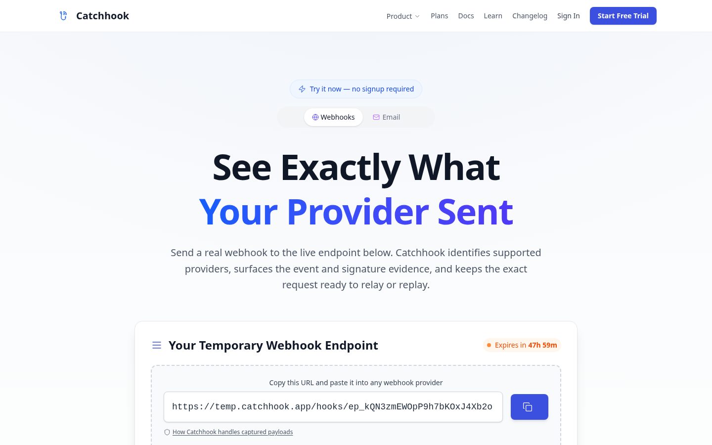 CatchHook Homepage