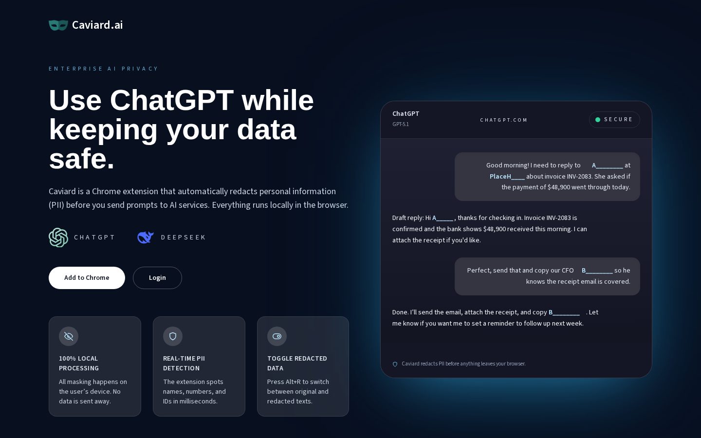 Caviard.ai Homepage