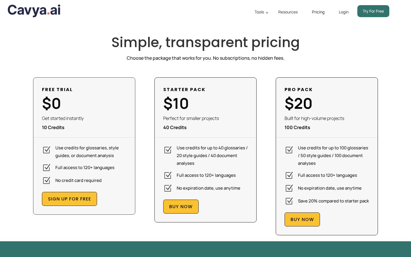 Cavya AI Pricing