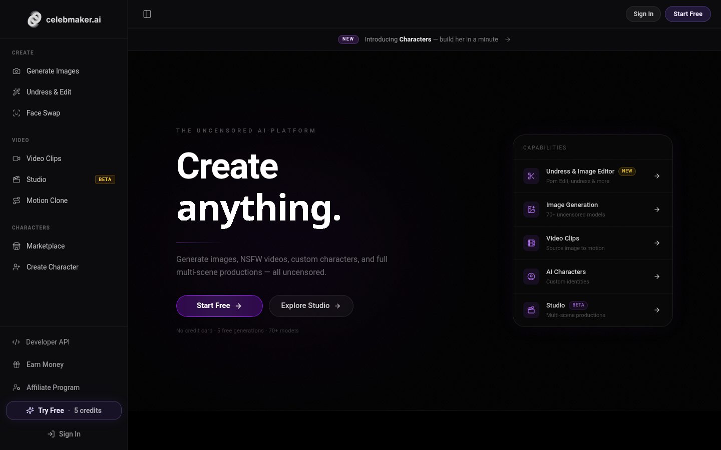 CelebMakerAI Homepage