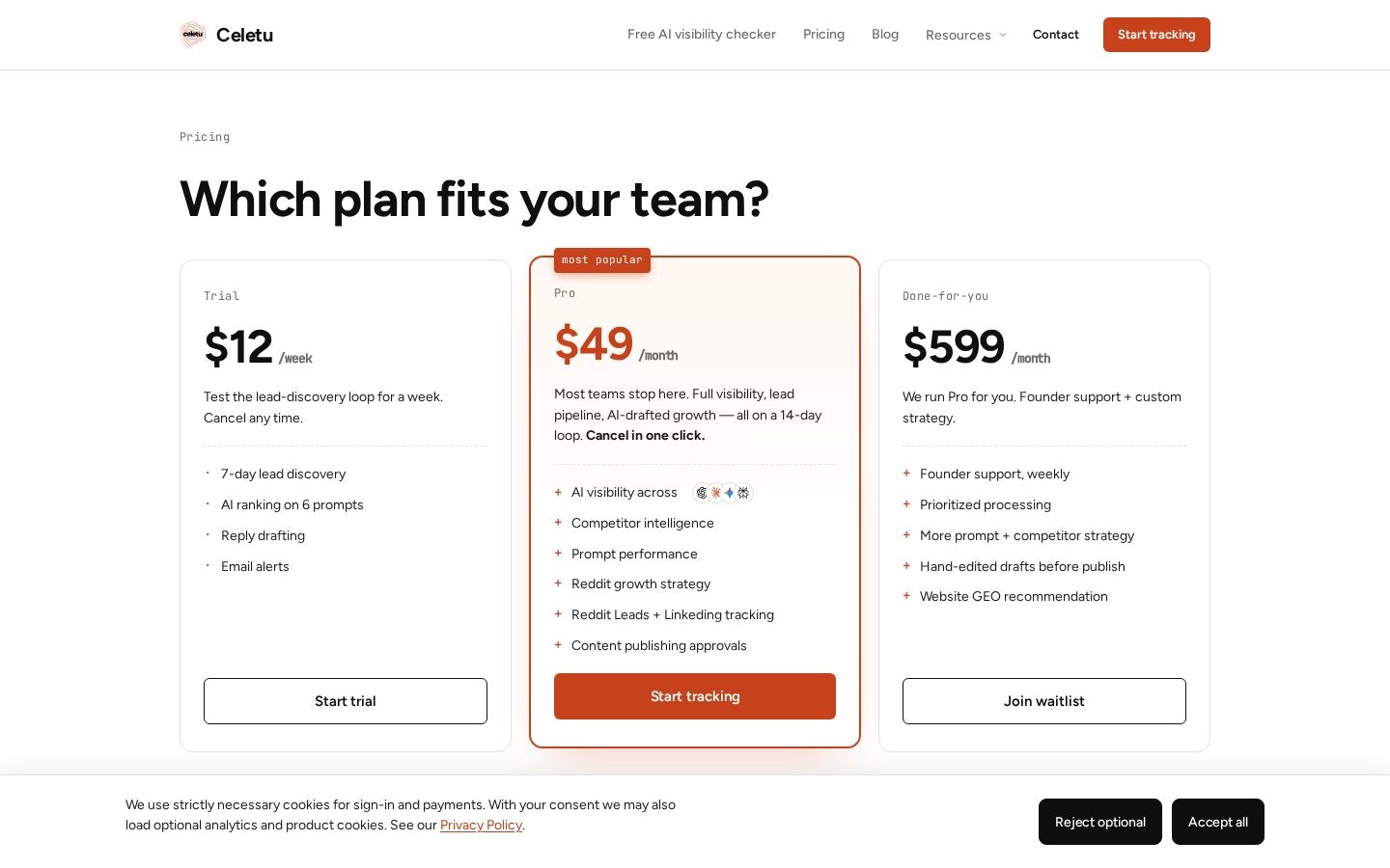 Celetu Pricing