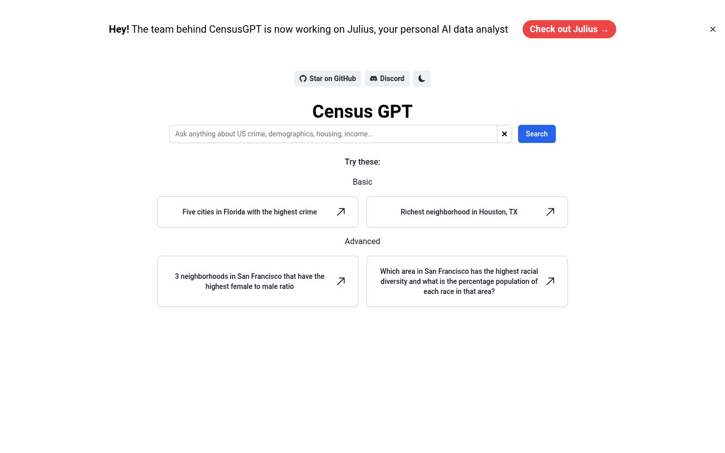 Census GPT Homepage