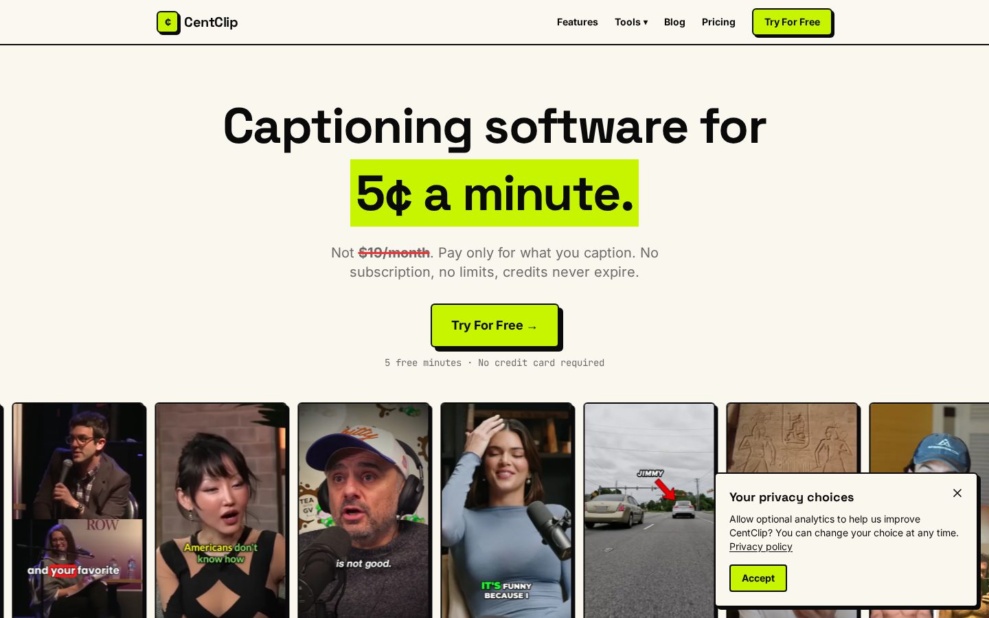 Centclip Homepage