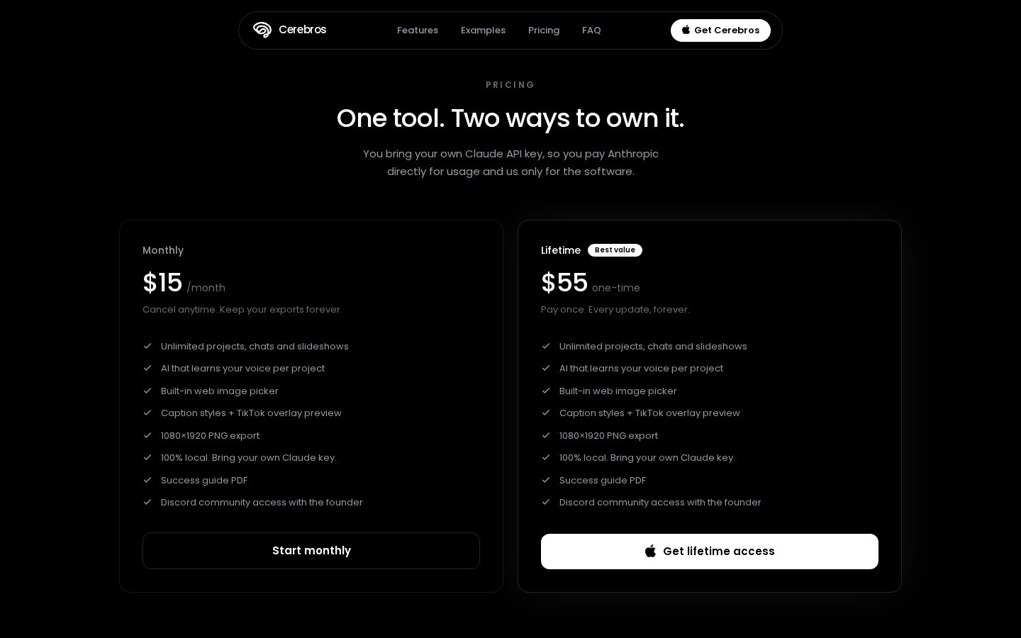 Cerebros Pricing