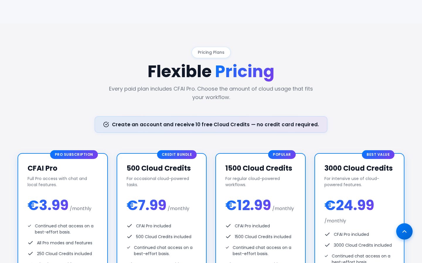 CFAI Pricing