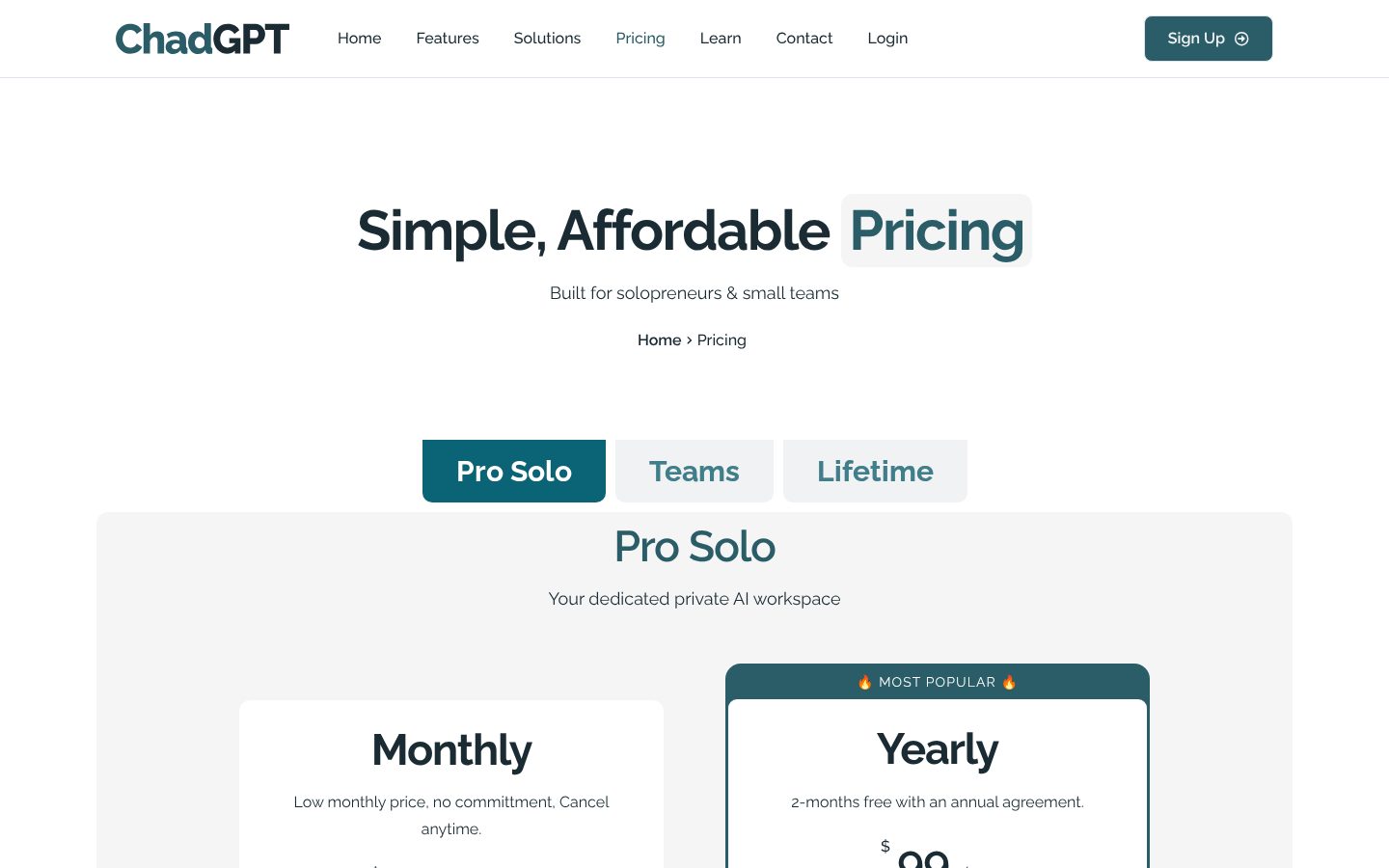ChadGPT Pricing