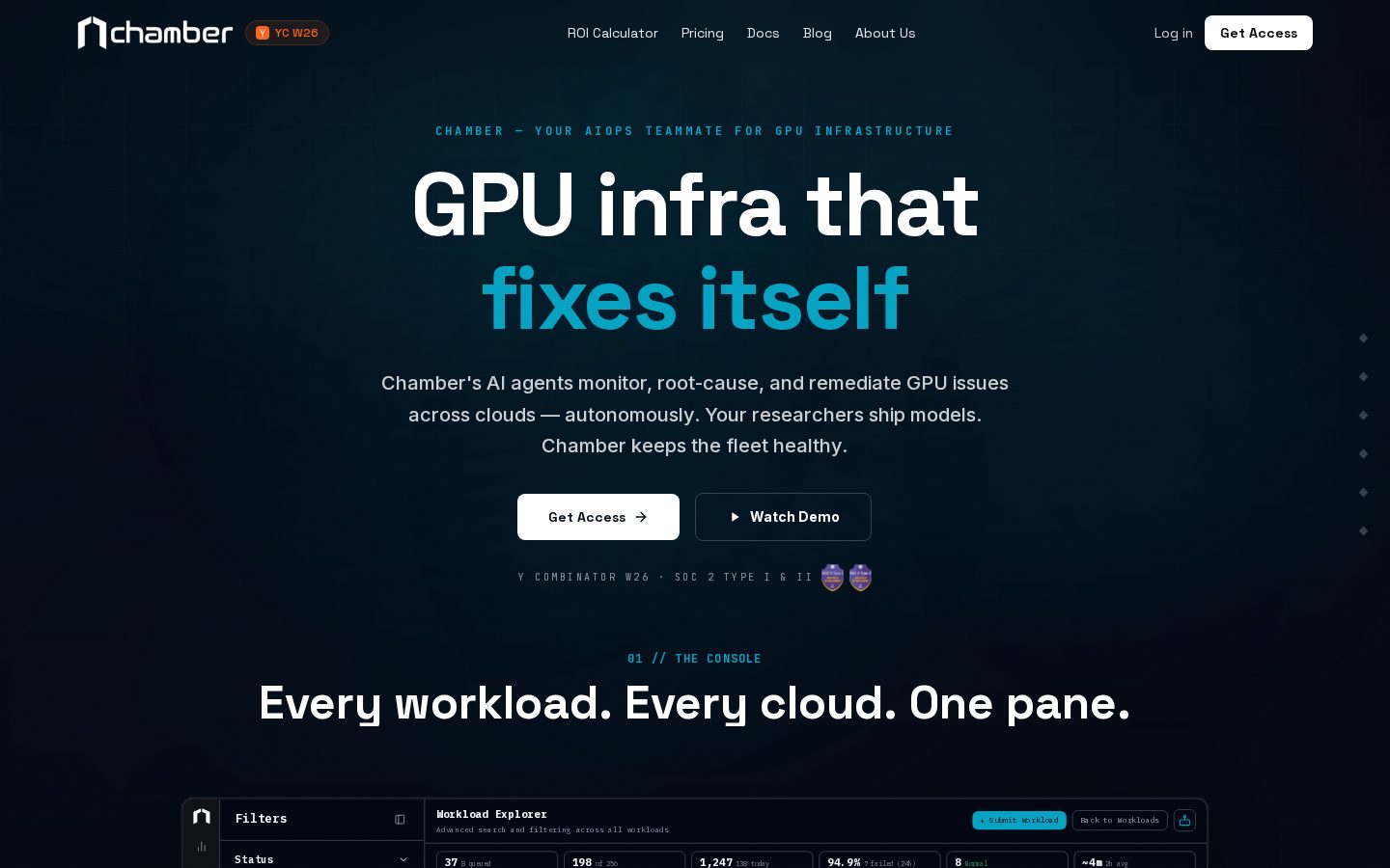 Chamber: Autopilot for AI Infrastructure Homepage