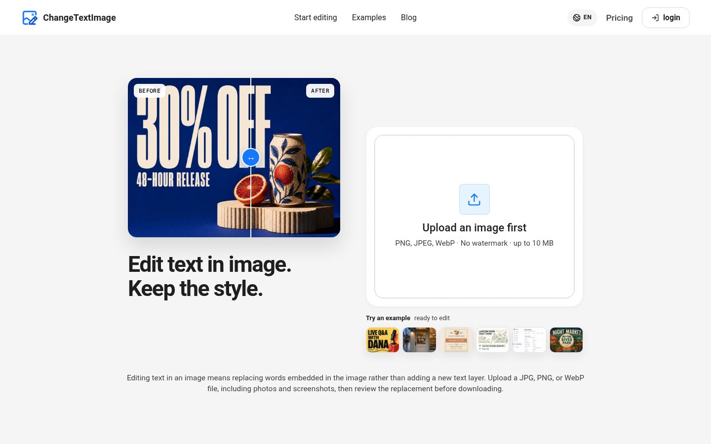ChangeTextImage Homepage