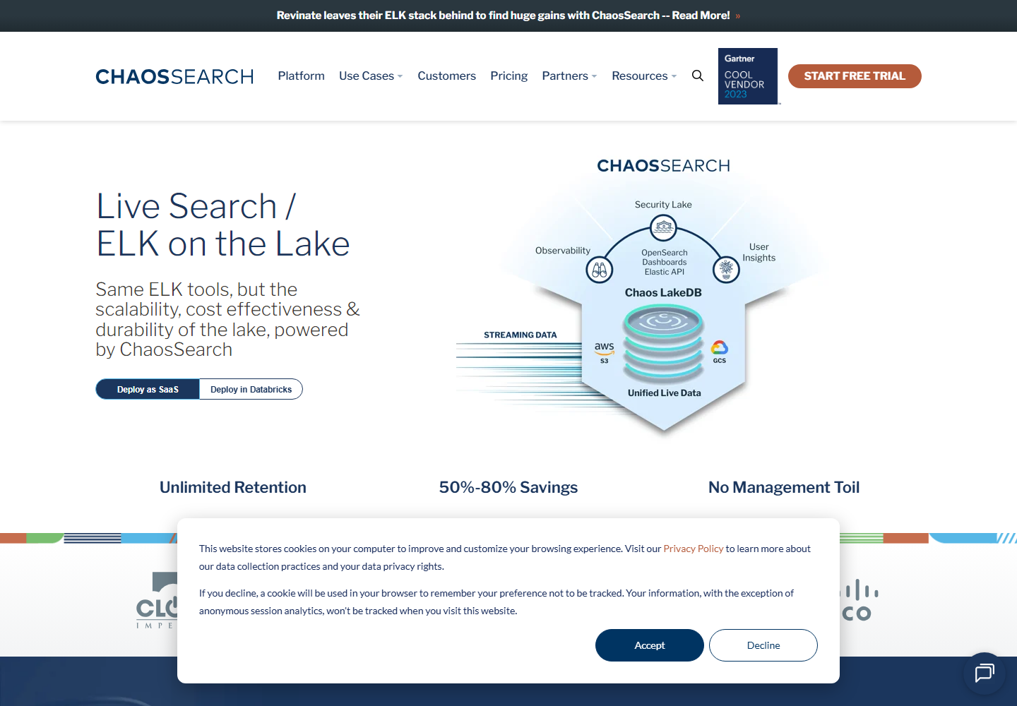 ChaosSearch homepage