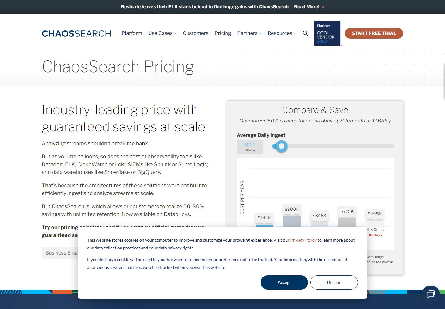 ChaosSearch pricing