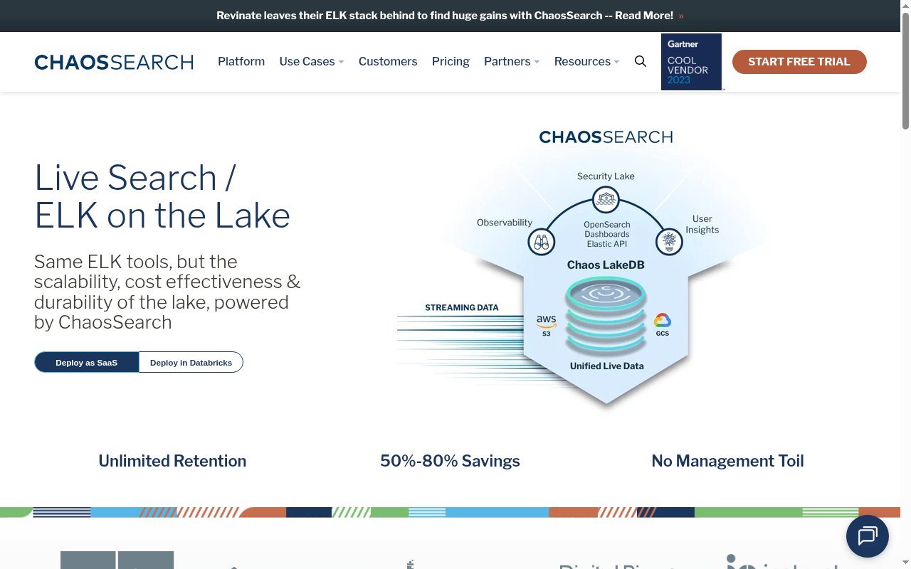 ChaosSearch homepage