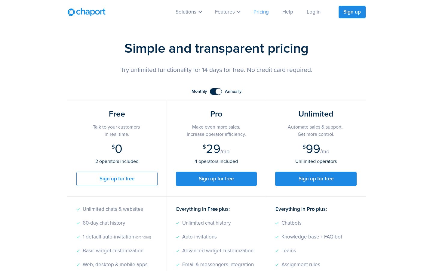 Chaport Pricing