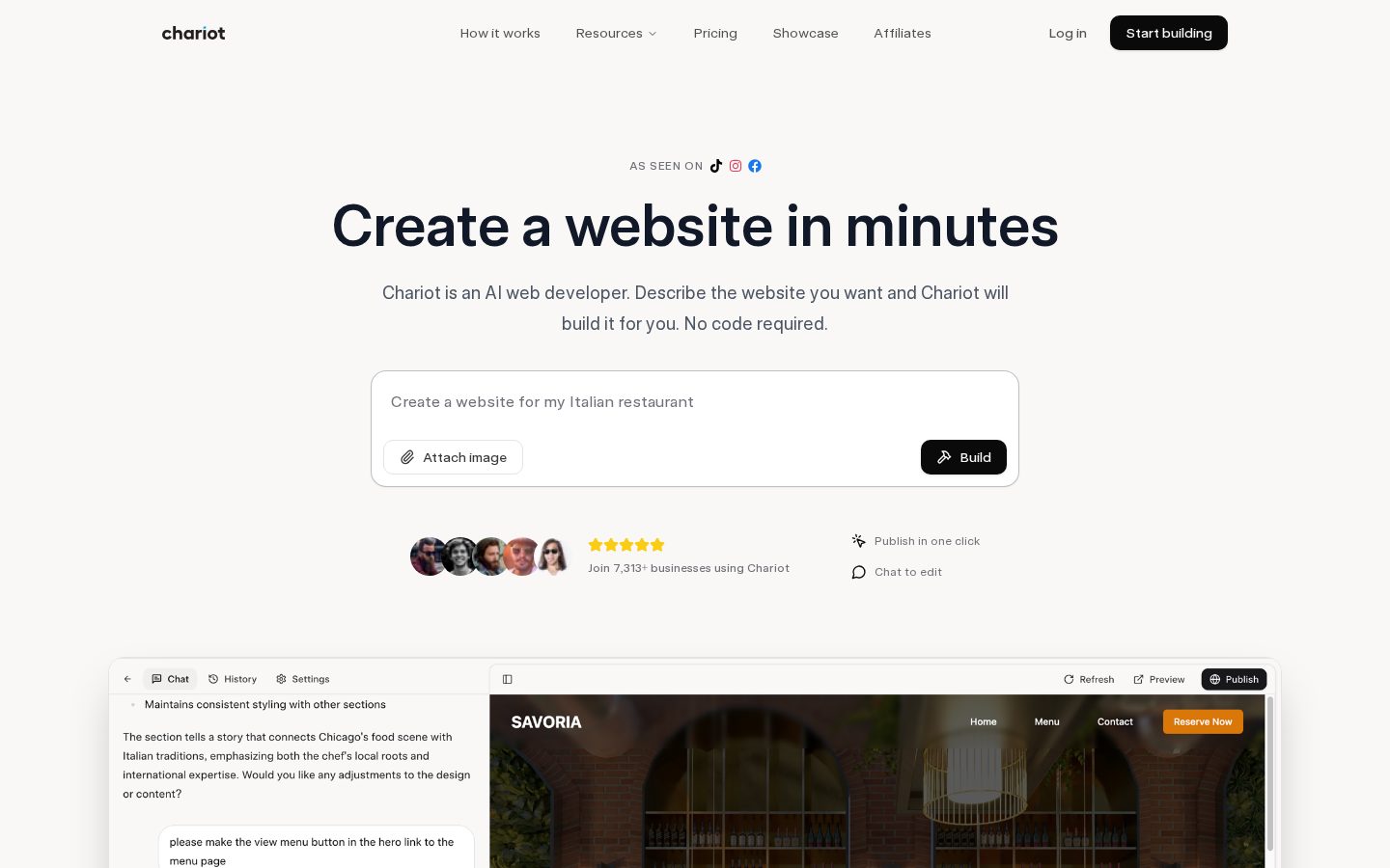Chariot Homepage
